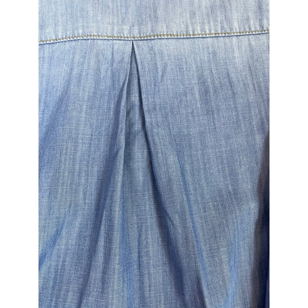 TWELVE by Ontwelfth lace up tunic shirt women's size L blue chambray long sleeve - Picture 8 of 15